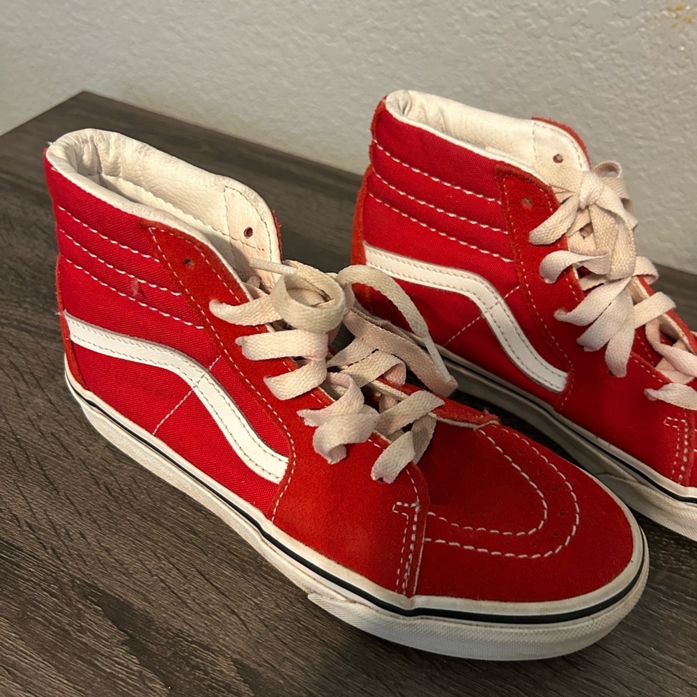 Vans Kids Red and White High-Top Sneakers - Picture 2 of 7